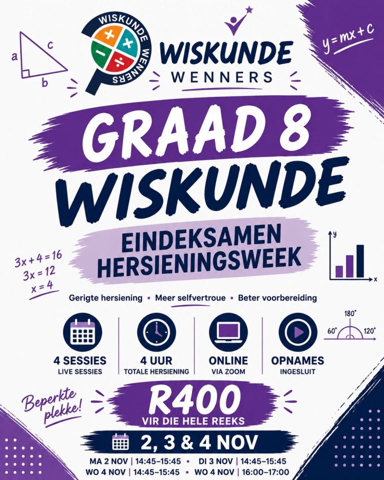 Wiskunde Graad 8 Jaareindeksamen
